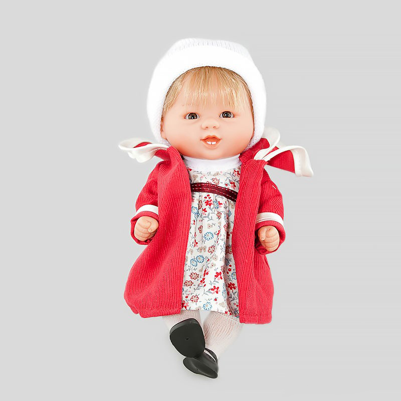 Кукла Бебетин в платье и красном пальто 21 см  
